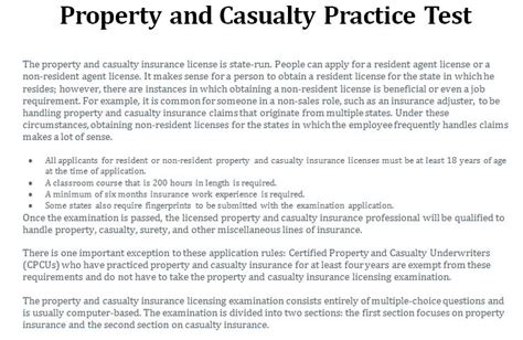 casualty compression test insurance|property and casualty claims practice test.